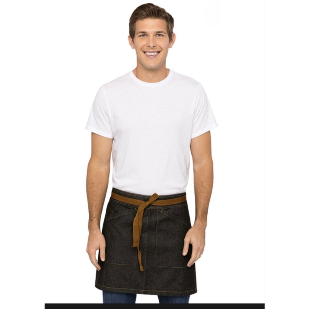 Chefworks Berkeley Half Bistro Apron Black Denim - unisex 100% cotton